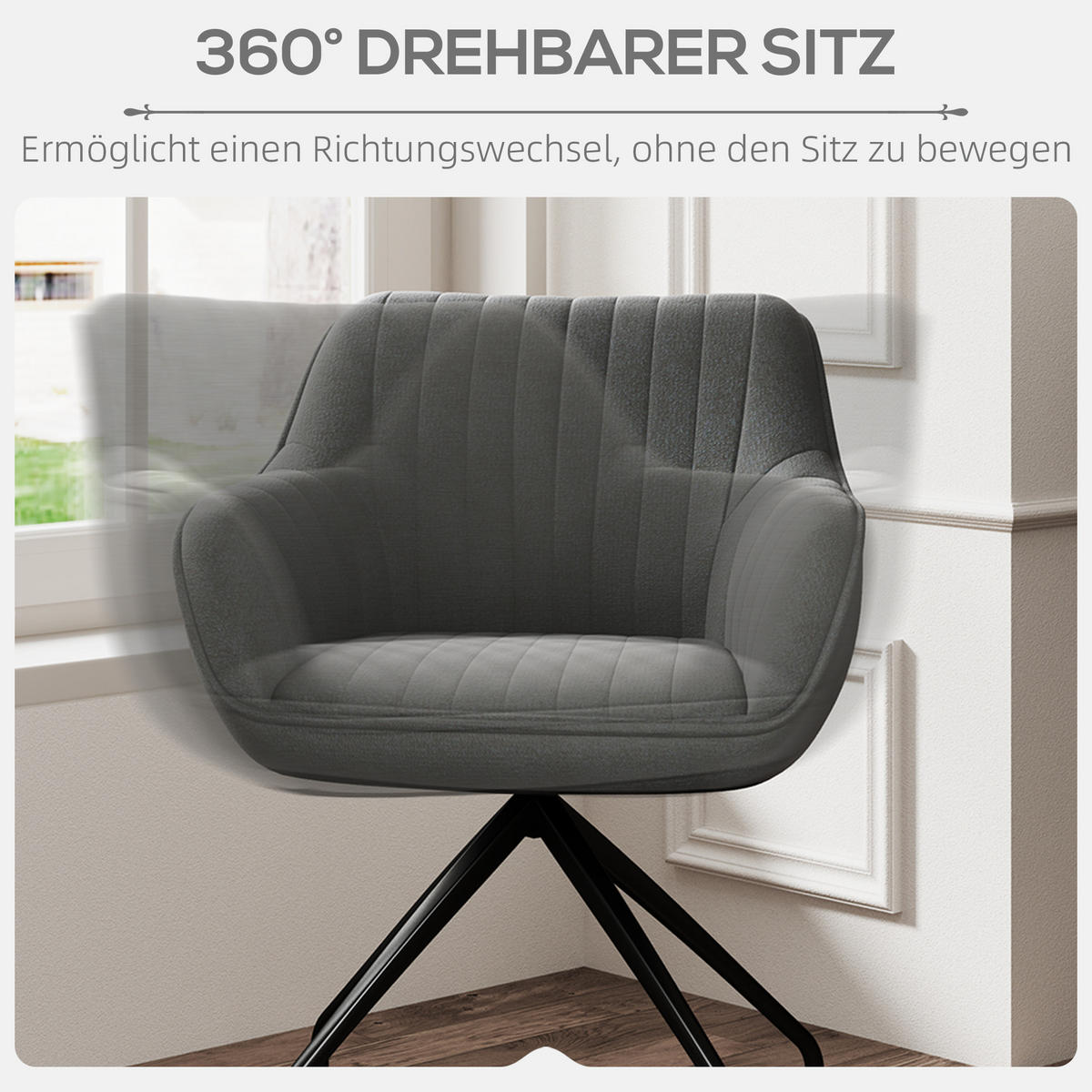 DREHBARER Armstuhl - Dunkelgrau, Kunststoff (62/81/61cm) - HOMCOM