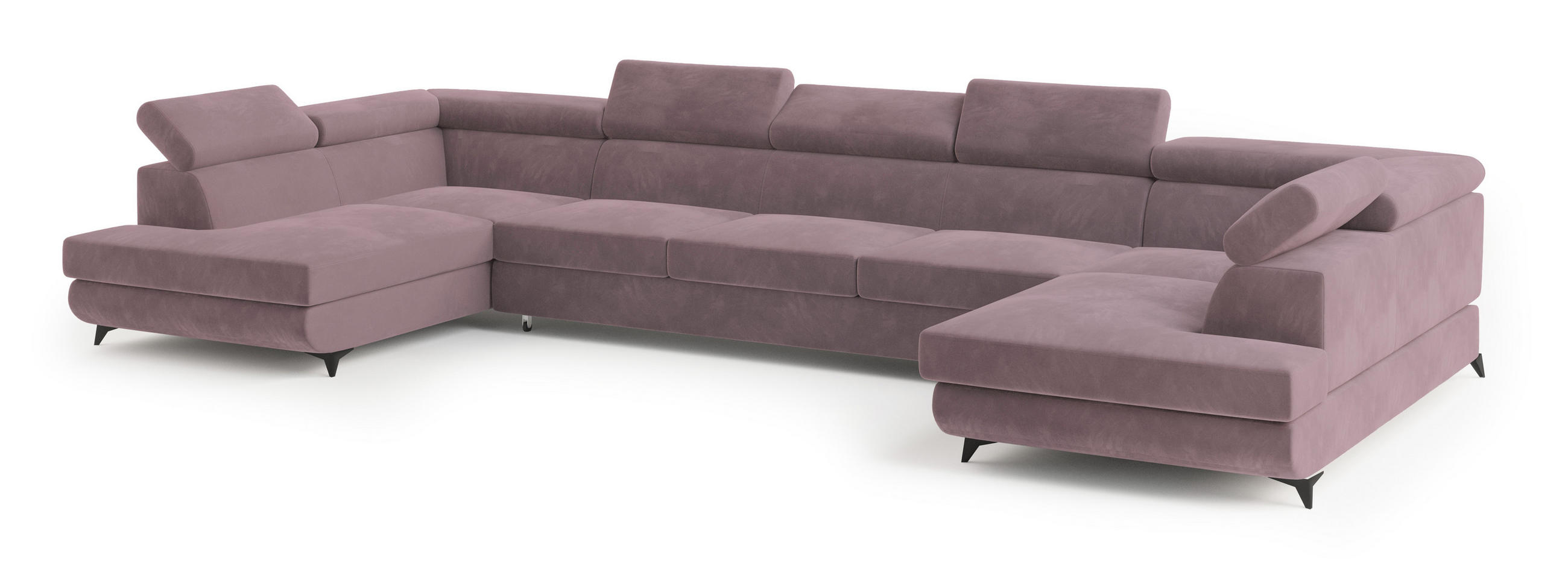 ROHOVÁ SEDAČKA URMANO šeříková - černá/šeříková, kov/dřevo (395/190cm) - MASSENO