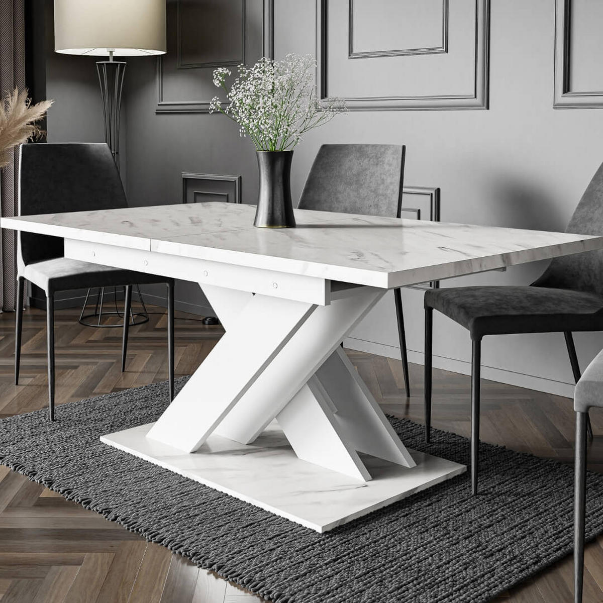 ESSTISCH Bianco Weiß Marmoptik Ausziehbar 140 - 180 cm - Weiß, Holzwerkstoff (140/80/75cm) - PROSPERO