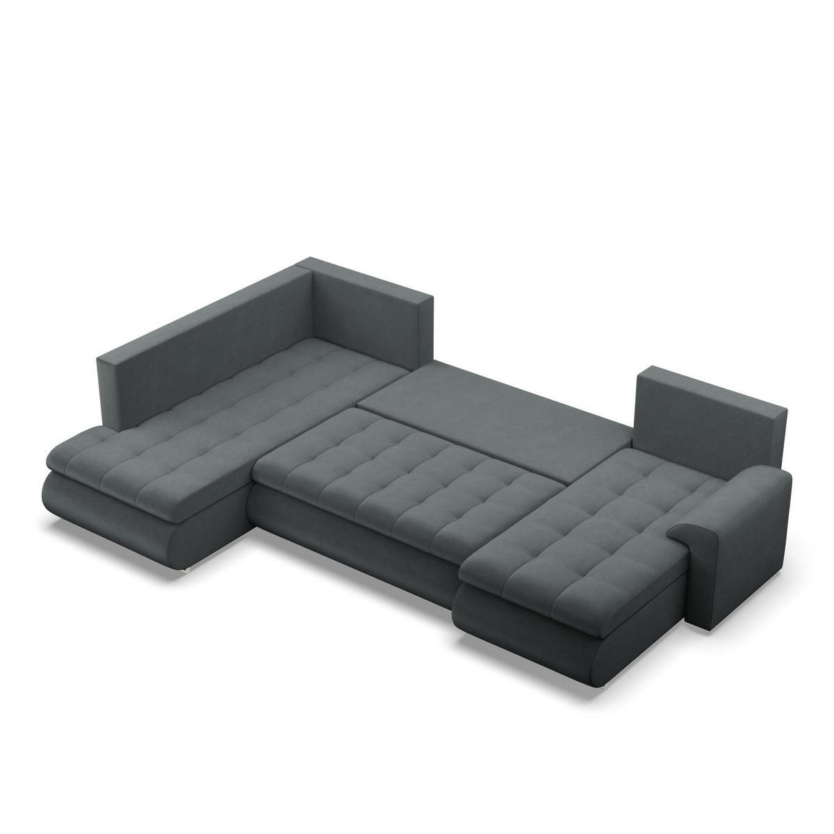 U-SOFA MIT SCHLAFFUNKTION FORESTA, Dunkelgrau - Dunkelgrau, Textil (300/89/200cm)