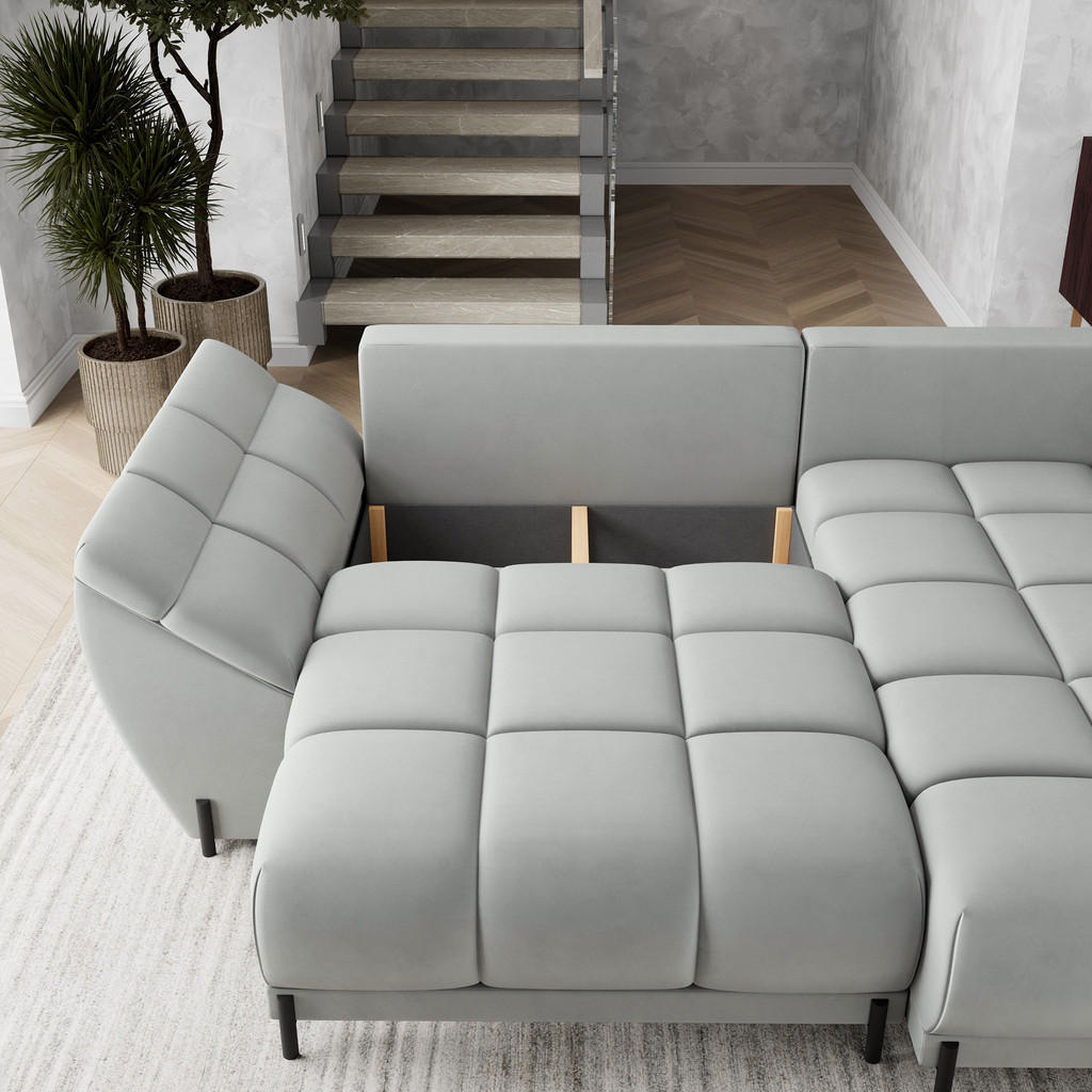 Thumbnail - Masseno Ecksofa, Blau, Holz, 4-Sitzer, L-Form,L-Form, 287x182 cm, Wohnzimmer, Sofas & Couches, Wohnlandschaften, Ecksofa...