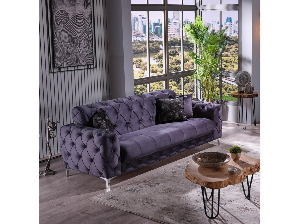 3-SITZER SOFA Acelya Anthrazit - Anthrazit, Holzwerkstoff/Kunststoff (240/85/100cm)