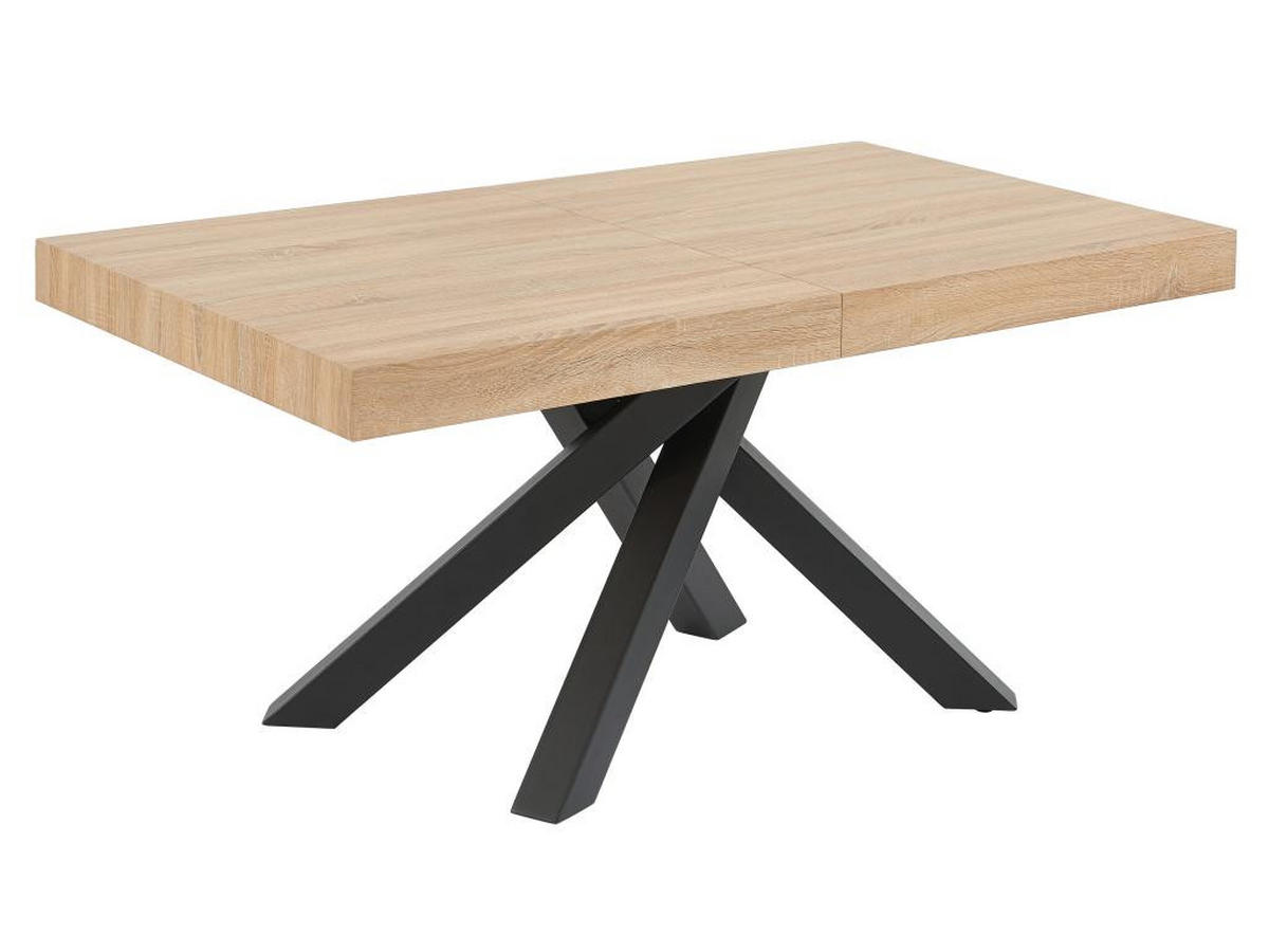 ESSTISCH ausziehbar - 6 bis 10 Personen - MDF & Metall - Naturfarben & Schwarz - CATONAV - Schwarz/Naturfarben, Holz (240/90/75cm) - Vente-Unique