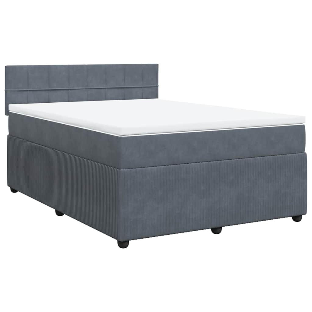 BOXSPRINGBETT 140/200 Cm Grau Samt - Grau, Textil (144/200cm) - vidaXL