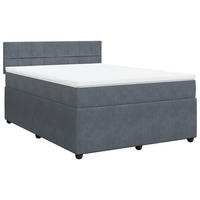 BOXSPRINGBETT 140/200 Cm Grau Samt - Grau, Textil (144/200cm) - vidaXL