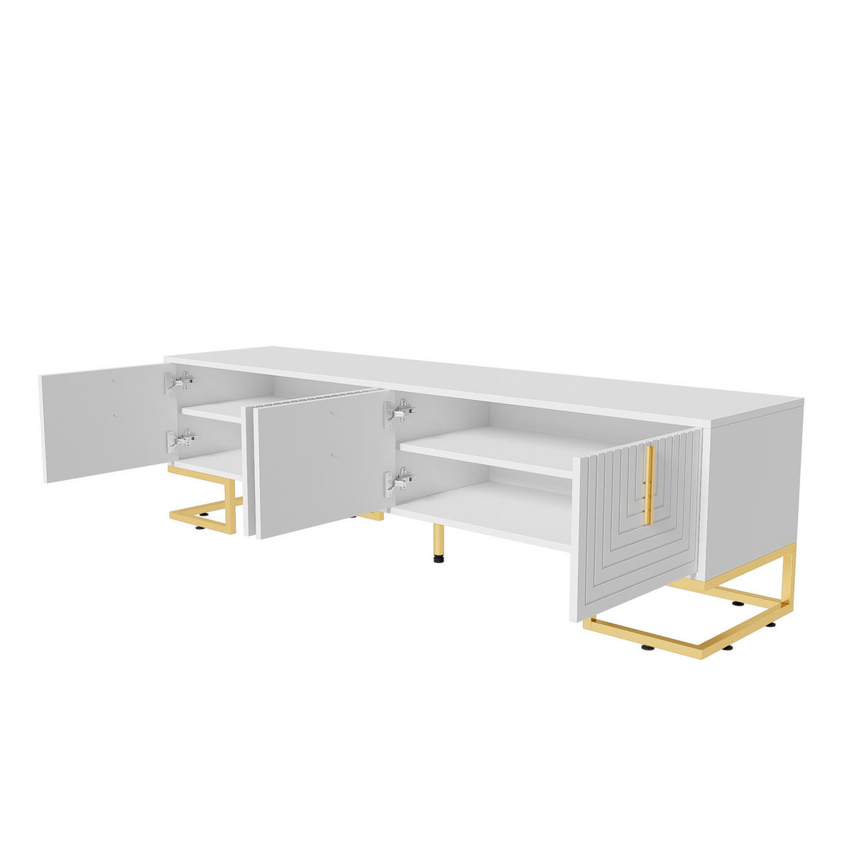 TV-SCHRANK 170 cm Weiß mit 4 Türen und goldfarbenen Beinen - Weiß, Holzwerkstoff (40/45.5/170cm) - Beauniv