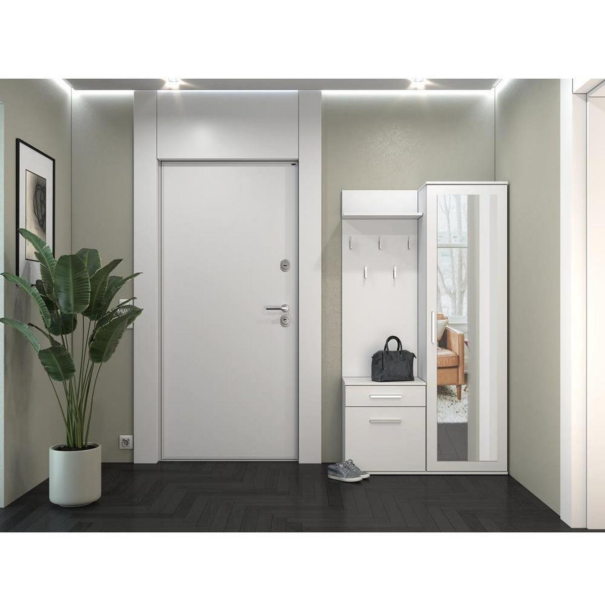 GARDEROBE Fiora 100/180/35 weiß - Chromfarben/Weiß, Holzwerkstoff/Kunststoff (100/180/35cm) - Beautysofa