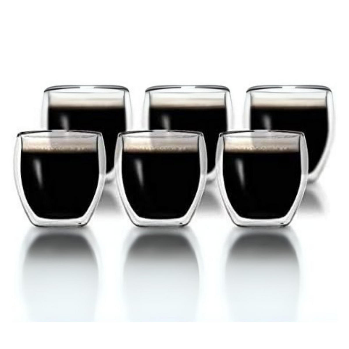 ESPRESSOGLÄSER – Klasique Doppelwandige Espresso Gläser 100 ml – 6er Set, Borosilikat, Thermogläser, Schwebeeffekt, Hitzebeständig, Spülmaschinenfest - Transparent, Glas (0.1L)
