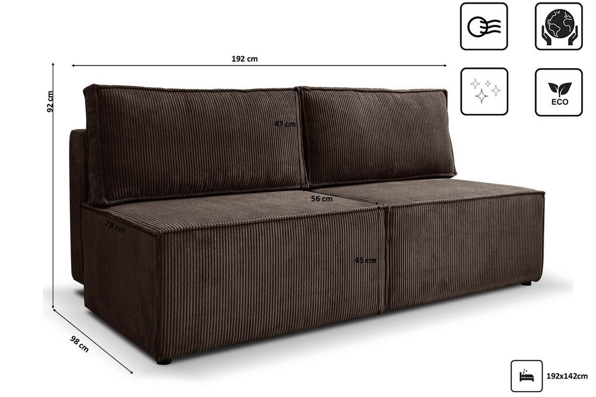 SCHLAFSOFA Mit Bettzeugfach COMPI Braun - Braun, Holz/Textil (192/92/98cm) - Kaiser Möbel