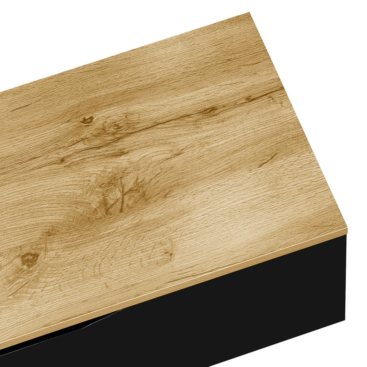 LOWBOARD 180/35/30 cm Schwarz/Holzfarben aus MDF und Spanplatte wandmontierbar - Schwarz, Holzwerkstoff (35/30/180cm) - OKMYHOME