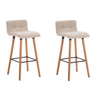 BARHOCKER 2er Set Stoff creme - Eukalyptusholzfarben/Creme, Holz/Textil (42/94/49cm) - CLP
