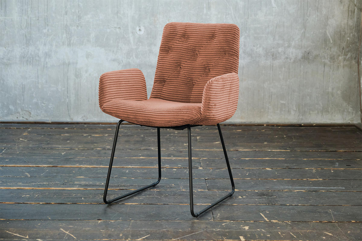 STUHL NEW CHARME Braun Cord - Dunkelbraun/Braun, Textil (59/87/66cm) - KAWOLA