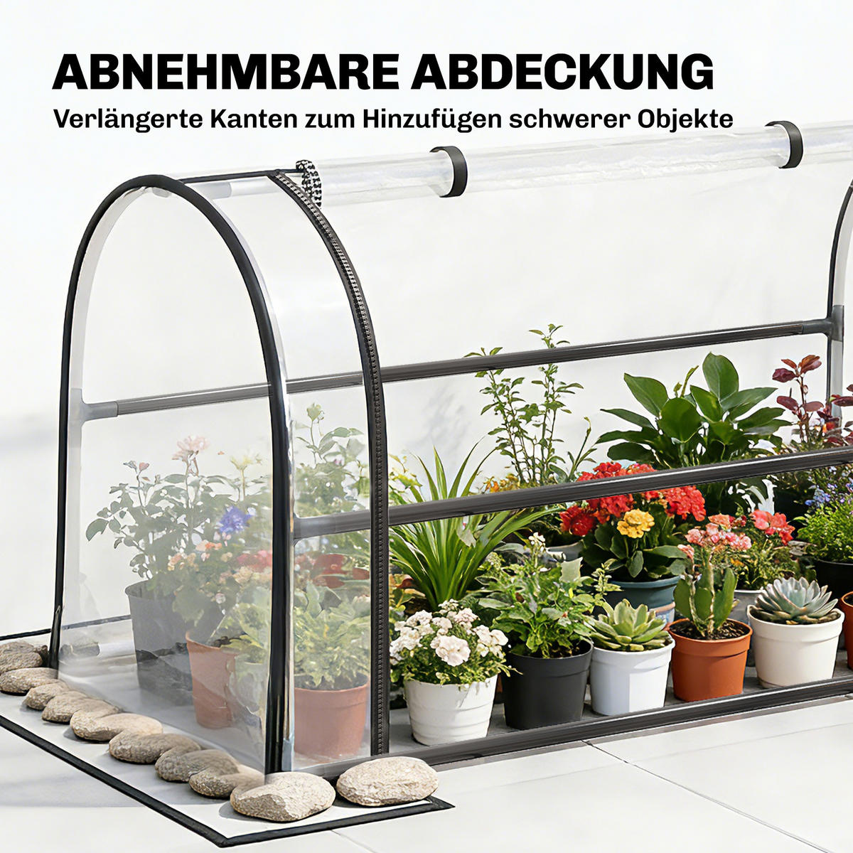 HOCHBEET mit Gewächshausabdeckung aus Kunststoff Metall Schwarz - Schwarz, Metall (49/136/100cm) - Outsunny