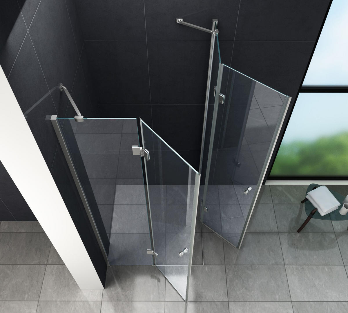 DUSCHKABINE CORNO Klar 100 x 90 x 195 cm 8 mm ESG - Klar, Glas (90/100/195cm) - Glasdeals