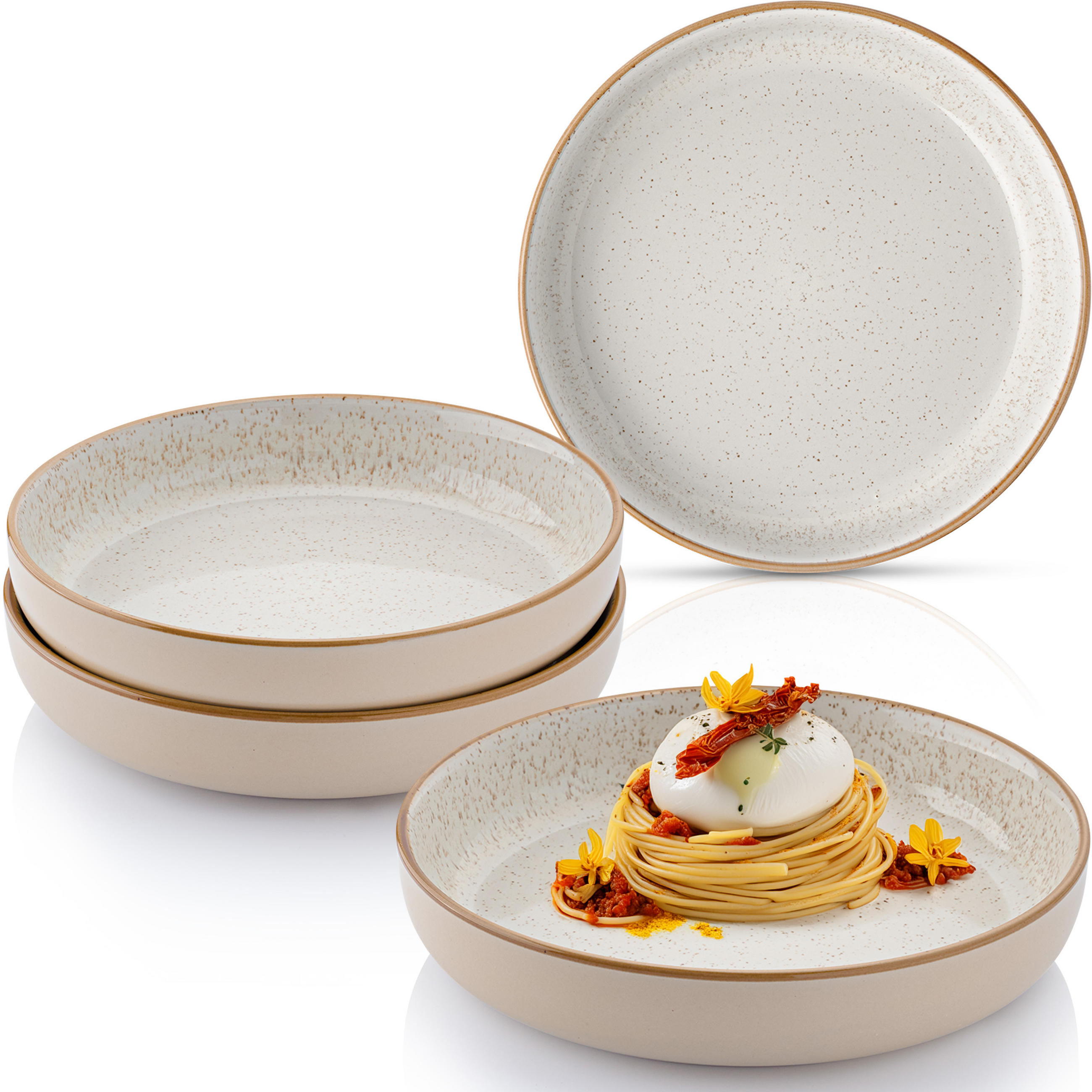 PASTASCHALEN SET RIO CREME - 4 teilig aus Steingut - Creme, Keramik (17cm) - Sänger