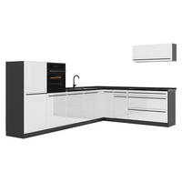 KOTNA KUHINJA R-Line, Bela visok sijaj/Antracit, 327 x cm brez delovne plošče - bela/visoki sijaj, leseni material (327/143/46cm) - Vicco