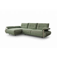 ECKSOFA ANISSA Grün Flachgewebe - Schwarz/Grün, Kunststoff/Textil (297/185cm) - KAWOLA