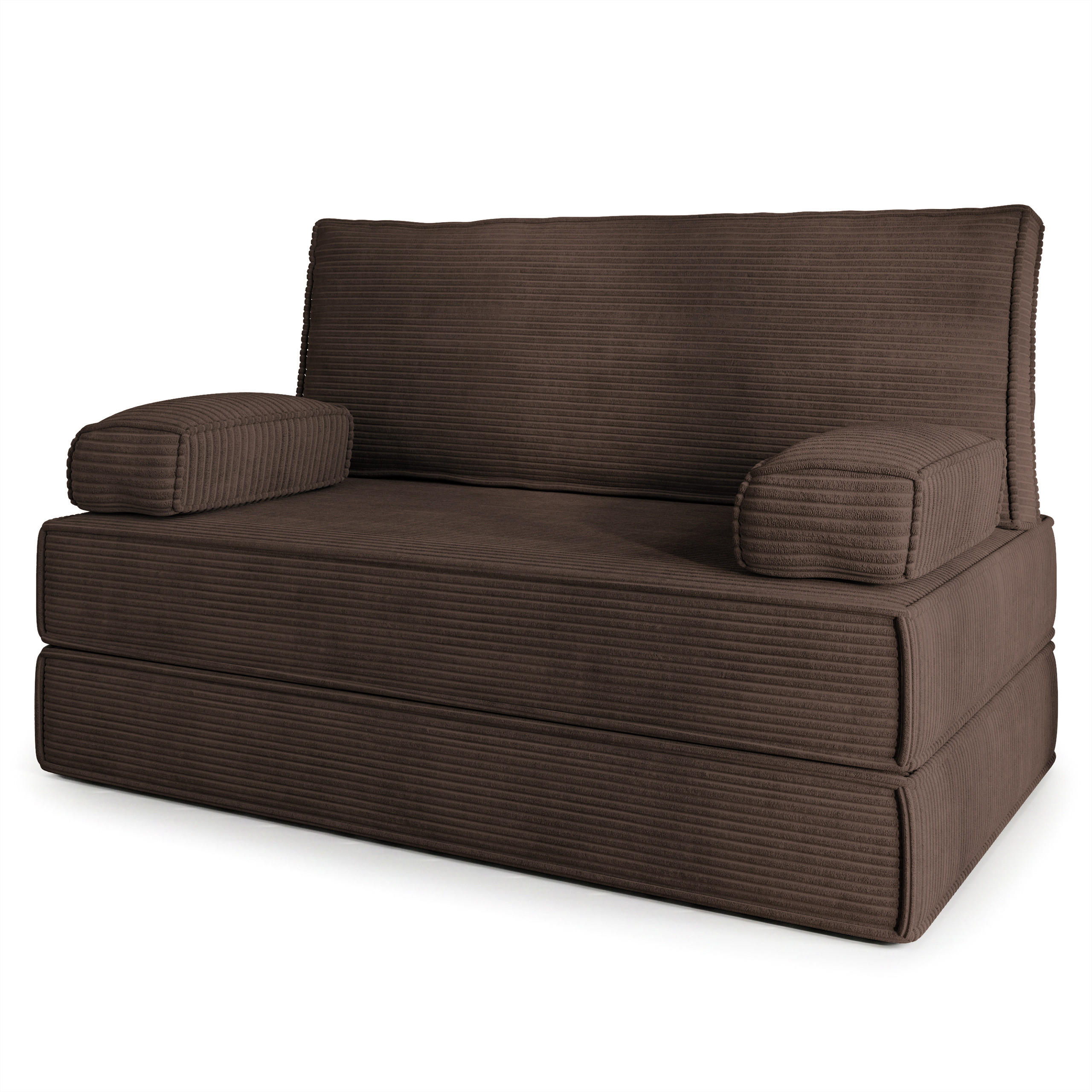 BETTSOFA LADIA aus Schaumstoff Kordstoff Braun Schlaffunktion - Braun, Textil (140/86/60cm) - MASSENO