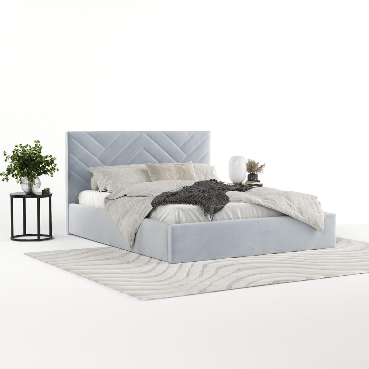 POLSTERBETT Arco 140/200 cm Hellgrau im Paros Stoff - Hellgrau/Schwarz, Holz/Holzwerkstoff (140/200cm) - AltaBeds