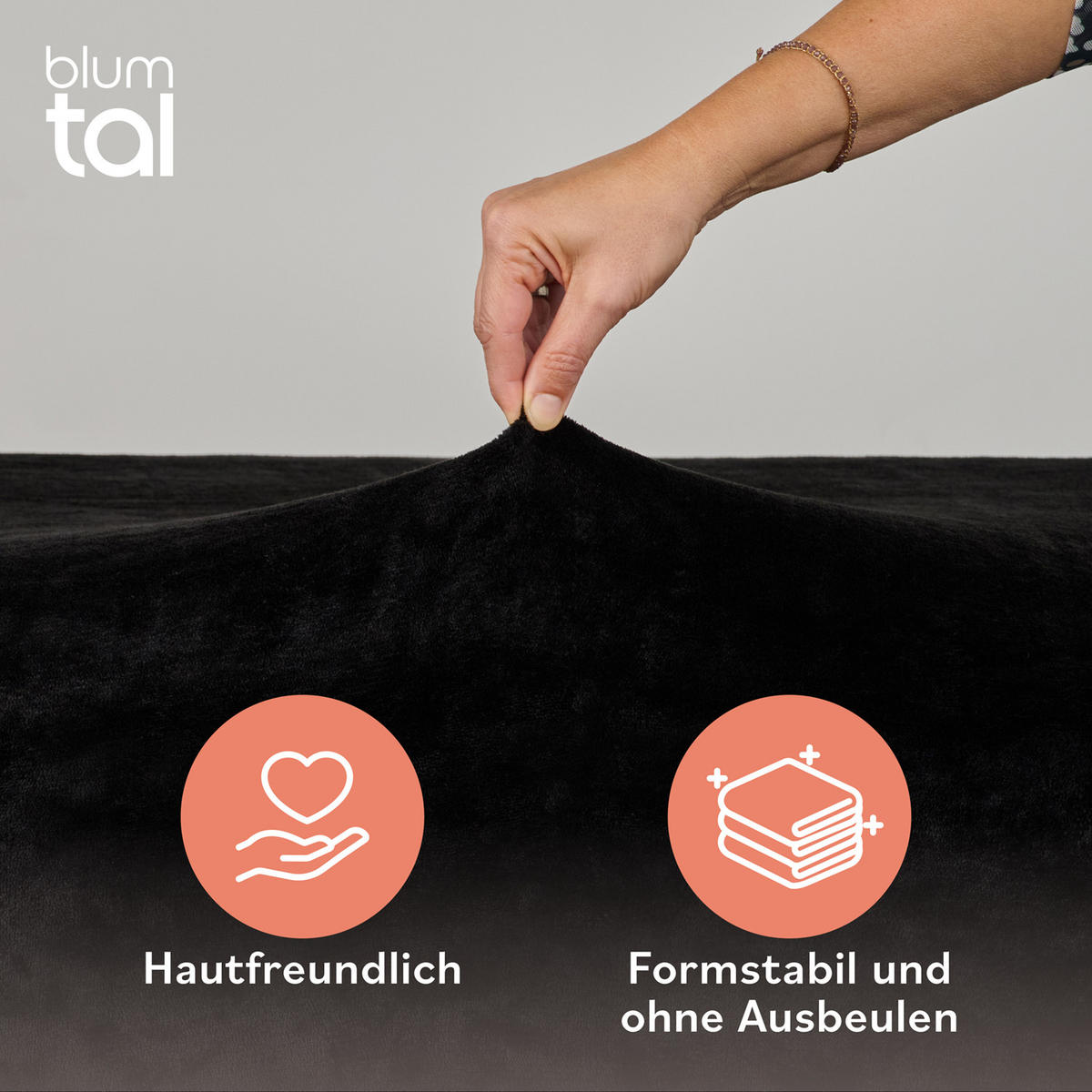 SPANNBETTLAKEN Cashmere Touch 180x200 cm Plüsch Schwarz - Schwarz, Textil (200/180cm) - Blumtal