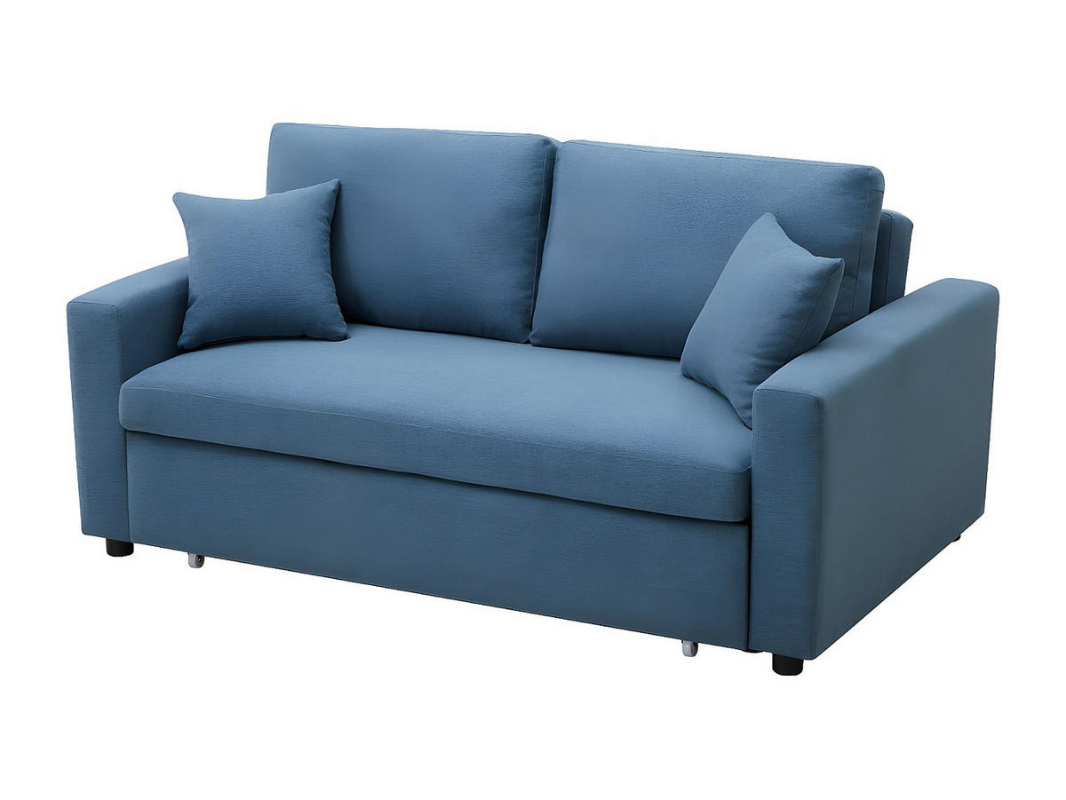 SCHLAFSOFA 3-Sitzer - Stoff - Blau - INIZOR - Blau, Textil (168/85/101cm) - Vente-Unique