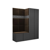 GARDEROBEN-SET Orion III - Graphitfarben/Braun, Holzwerkstoff/Kunststoff (158/186/46cm) - MIRJAN24