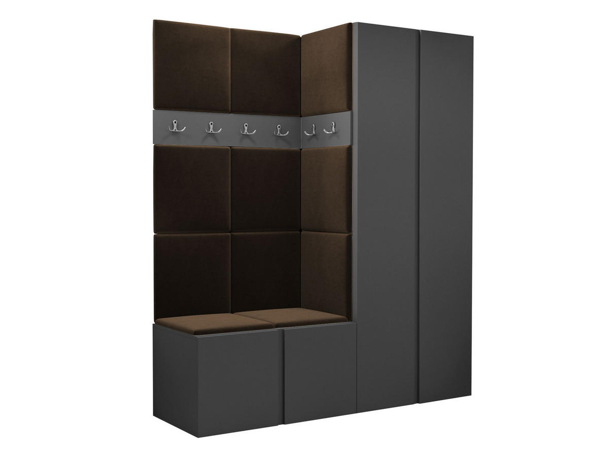 GARDEROBEN-SET Orion III - Graphitfarben/Braun, Holzwerkstoff/Kunststoff (158/186/46cm) - MIRJAN24