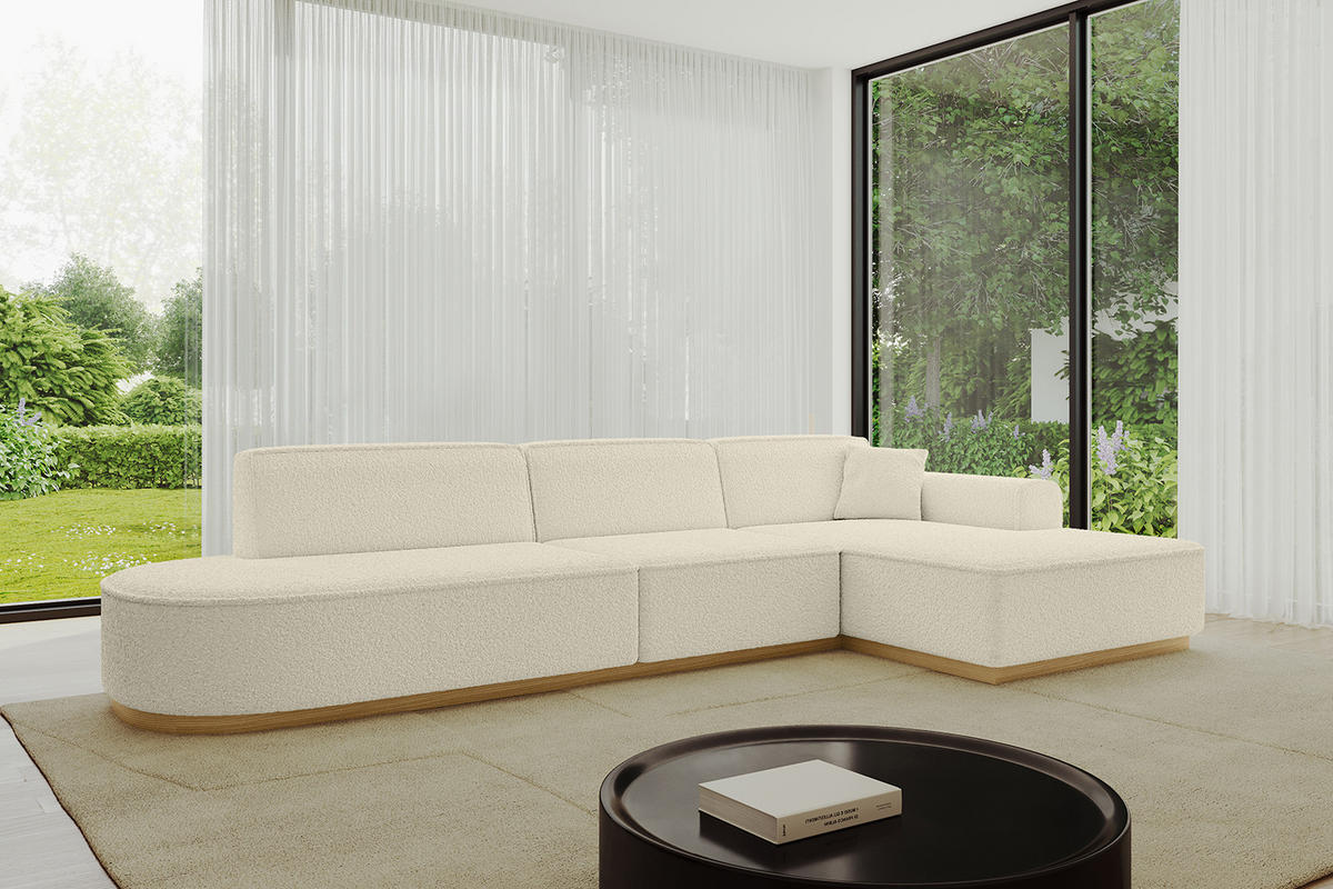 ECKSOFA Ottomane Rechts IREA-L2-v2 - 327x165x80 cm Beige - Creme, Holzwerkstoff/Textil (327/165cm) - ALTDECOR