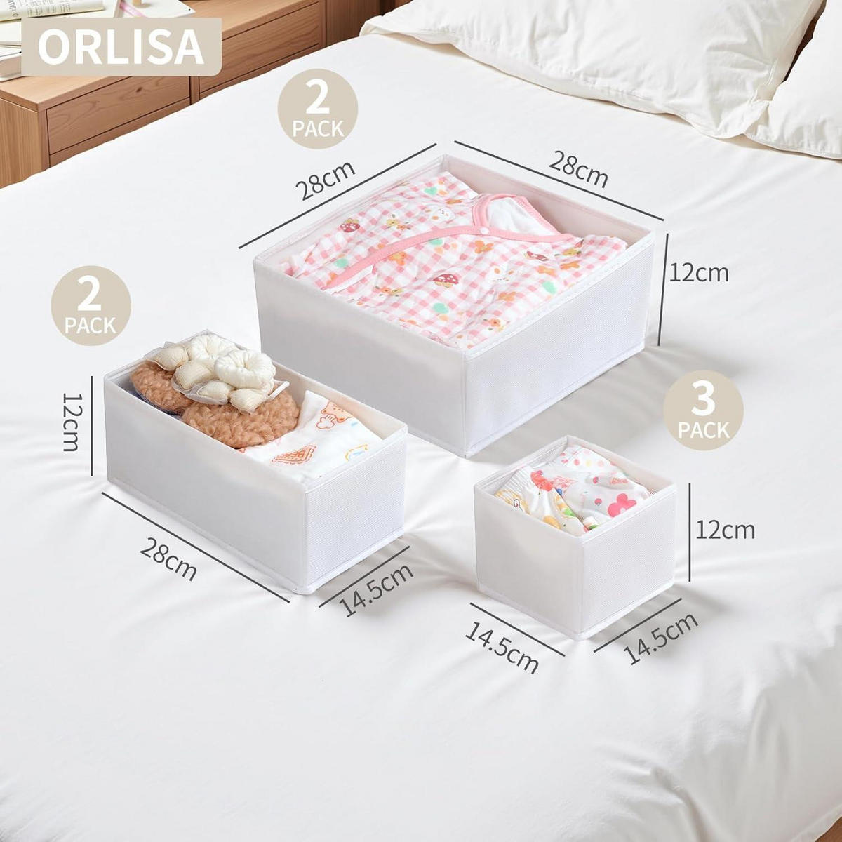 SCHUBLADEN Organizer 7er Set Weiß - Weiß, Textil (28/12/28cm)
