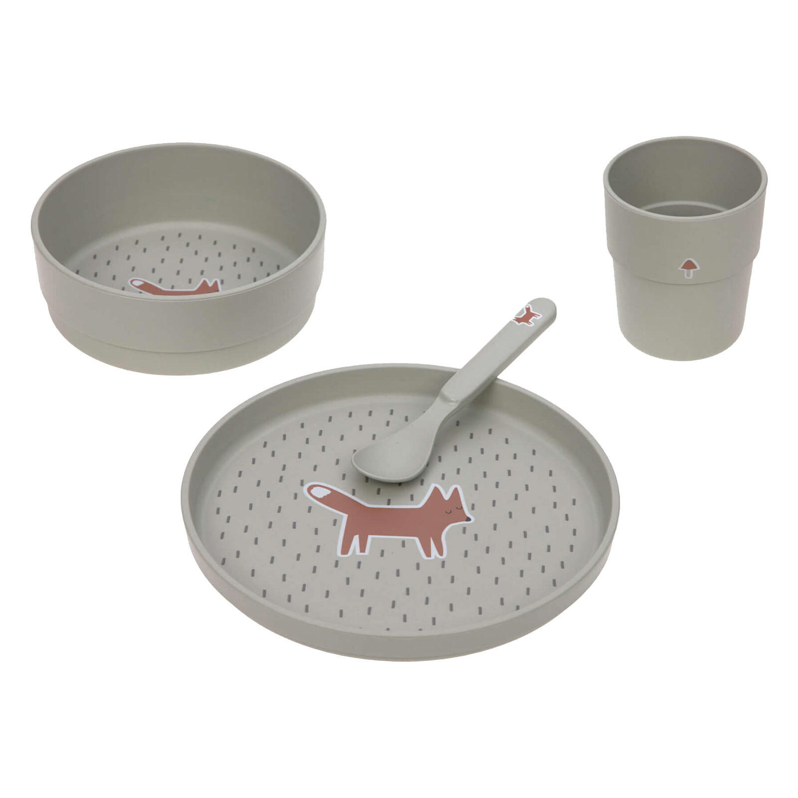KINDER-GESCHIRR-SET Little Forest Fox 4er Set - Dunkelgrün, Kunststoff (7.2/26/22.7cm) - Lässig
