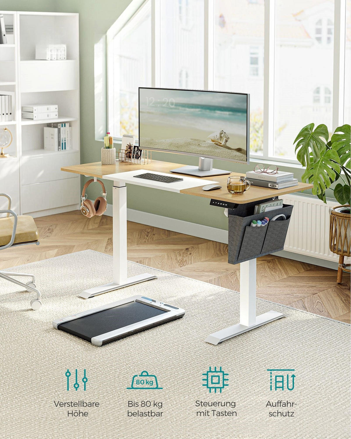 HÖHENVERSTELLBARER SCHREIBTISCH BRATISLAVA - Gelb, Holzwerkstoff (60/140/120cm) - Hansiro