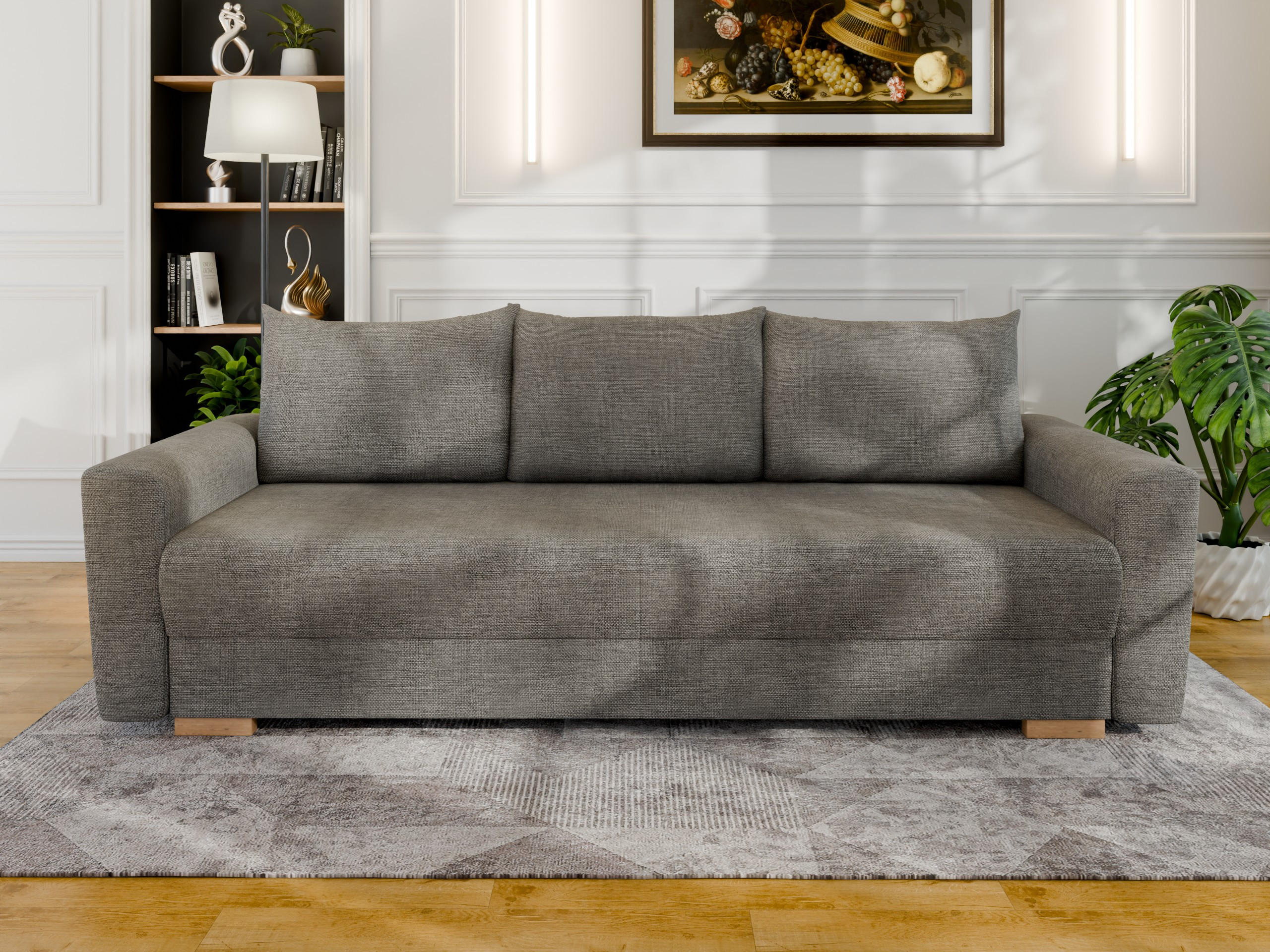 Thumbnail - Homesy 3-Sitzer-Schlafsofa, Grau, Holz, 92.5x79x230 cm, Wohnzimmer, Sofas & Couches, Schlafsofas