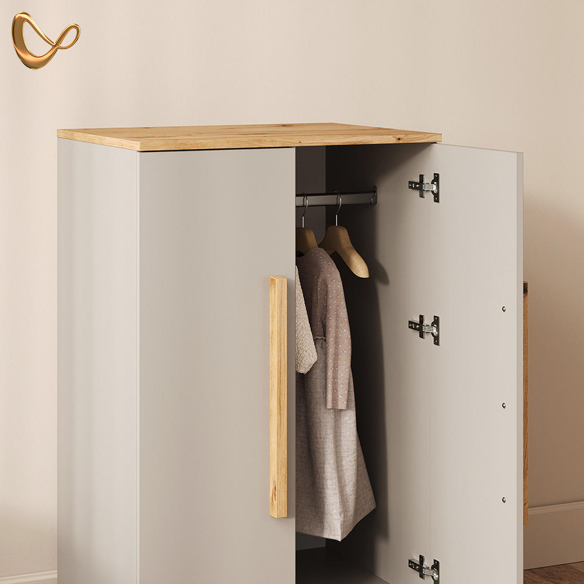 KINDERKLEIDERSCHRANK Mailo Cashmere/Artisan 70 x 120 cm - Kaschmir/Eiche Artisan, Holzwerkstoff (70/120/53.4cm) - Livinity®