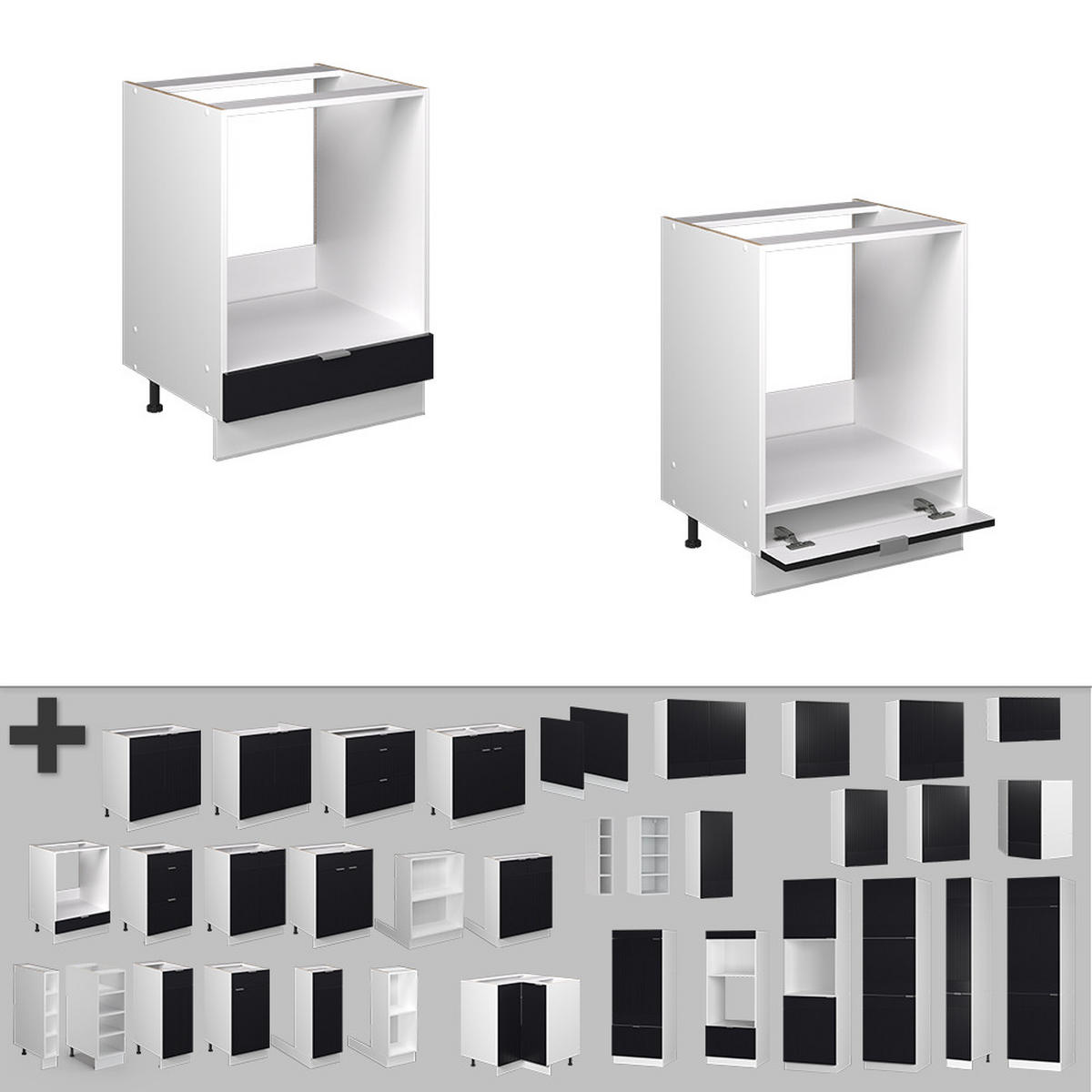 Schwarz/Weiß, Holzwerkstoff (60/82/60cm) - Vicco