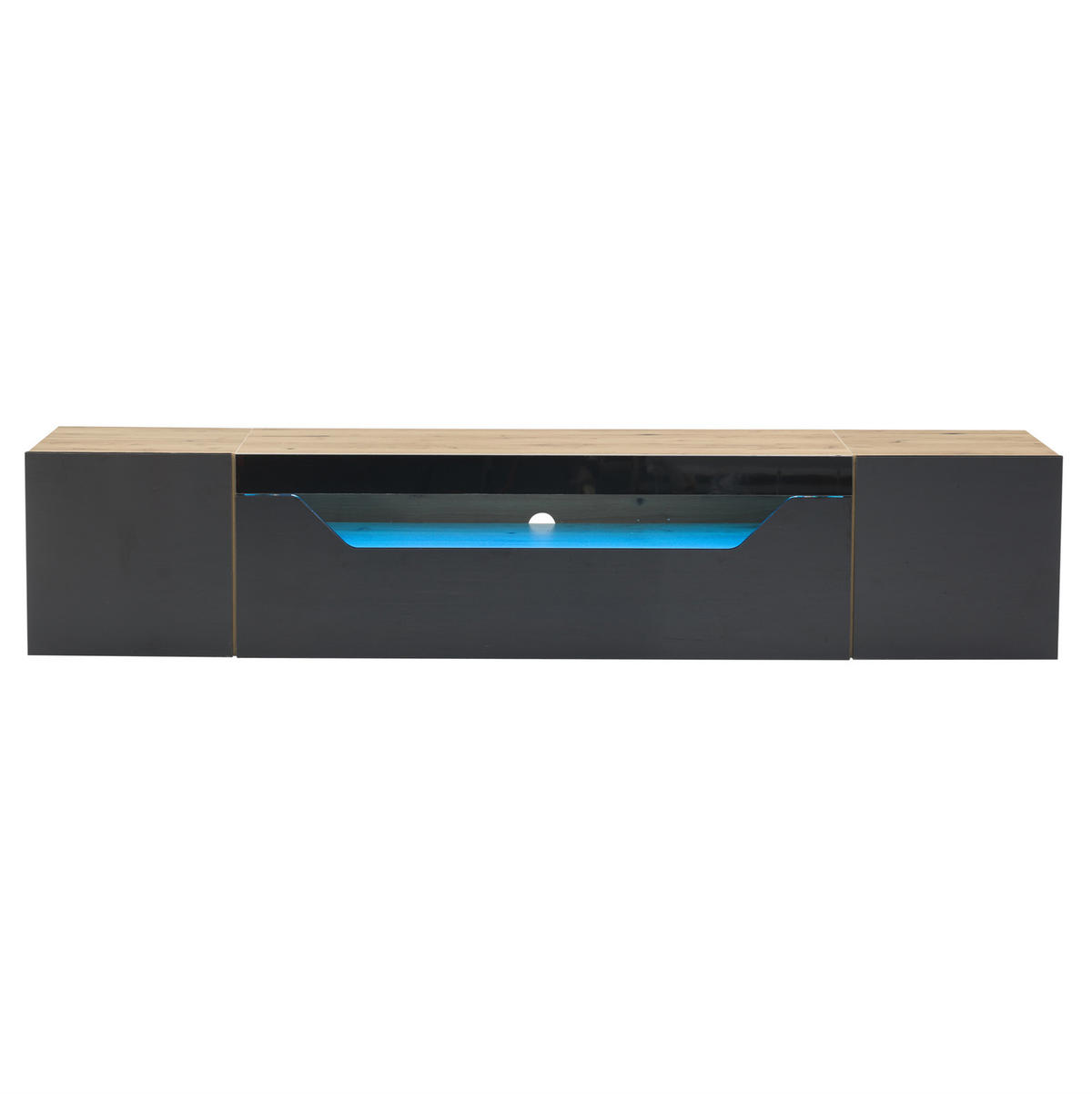 TV-ELEMENT wandmontiert 180 x 37 x 36 cm Schwarz/Natur mit LED - Schwarz, Holzwerkstoff (37/36/180cm) - Beauniv