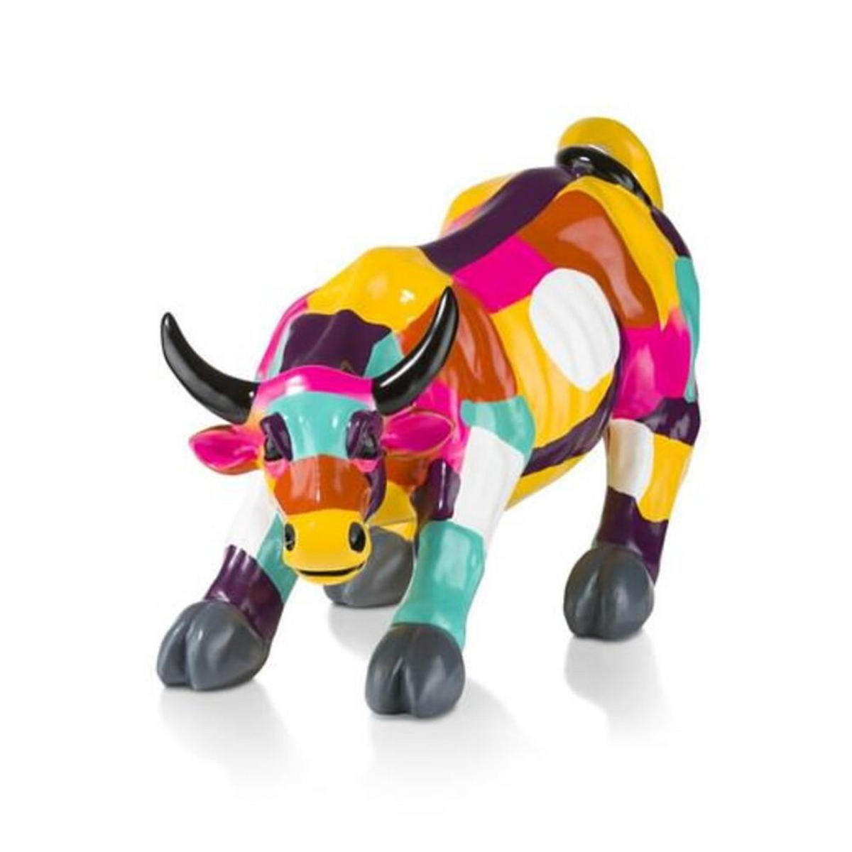 DEKOSTATUE – Kämpfender Bulle Skulptur / Stierfigur 90×24×39 cm, Moderne Dekofigur für Wohnung, Wohnzimmer, Tisch- & Regaldekoration - Multicolor, Naturmaterialien/Stein (24/39/90cm) - COCOMaison