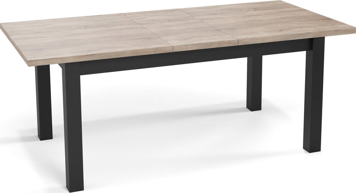 ESSTISCH Davidof rechteckig ausziehbar, Sonoma Eiche 120-160/80/76 cm - Schwarz/Braun, Holz/Holzwerkstoff (67/160/76cm) - WFL GROUP
