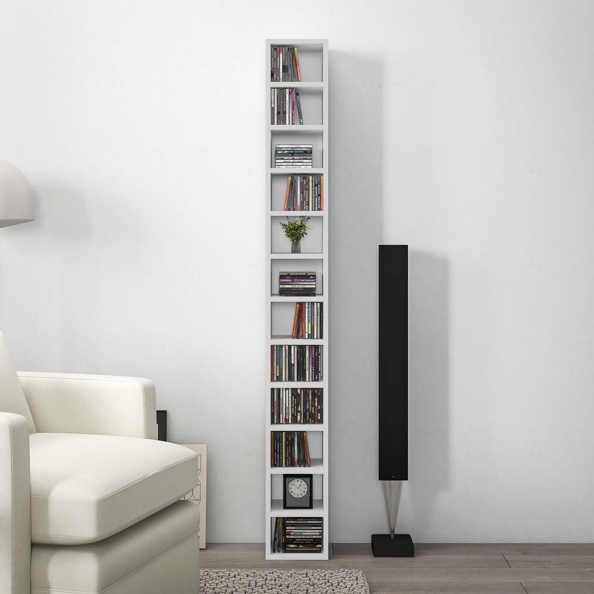 CD-REGAL DE-14437 12 Fächer, schmal und hoch Weiß - Weiß, Holzwerkstoff (20/175/21cm) - ComfortXL