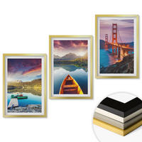 WANDBILDER 3er Set - 40x60 cm Goldrahmen - Bergblick auf den See und die Brücken - Goldfarben, Kunststoff (40/60cm) - ArtPrintCave