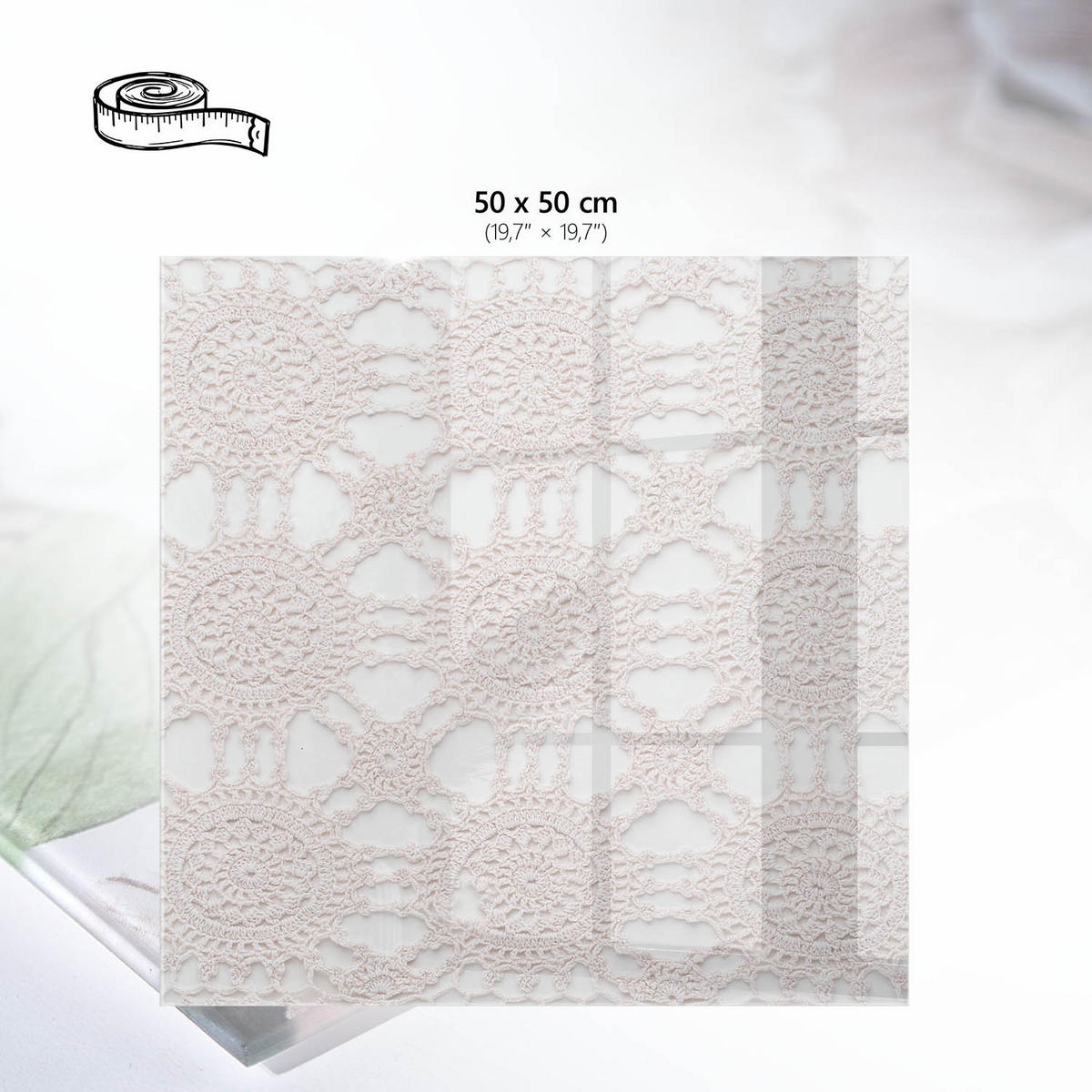 TISCHPLATTE 50x50 cm – Durchbrochene Eleganz - Beige, Glas (50/50/0.4cm) - Wallfluent