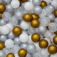 BÄLLEBAD-BÄLLE 200 Stück, Gold/Grau/Weiß/Transparent, 5.5 cm - Goldfarben, Kunststoff (5.5/5.5/5.5cm) - Littletom