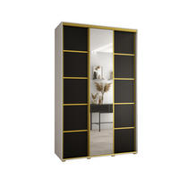 SCHWEBETÜRENSCHRANK 235,2/160/60 3-türig - Goldfarben/Schwarz, Holz/Metall (160/235/60cm) - Abiks Möbel