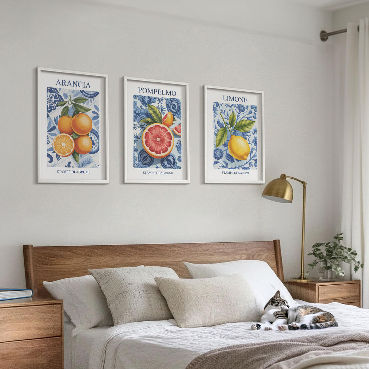 BILDER SET 3er Set - 40x60 cm Weißer Rahmen - Vintage-Illustrationen von Zitrusfrüchten - Weiß, Kunststoff (40/60cm) - TULUP