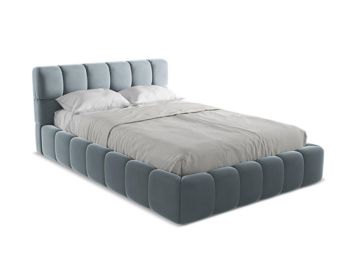 POLSTERBETT mit Bettkasten und Lattenrost 160x228 Blau - Blau/Schwarz, Kunststoff/Textil (140/200cm) - Makamii