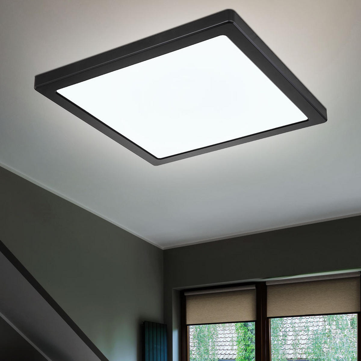 LED DECKENLEUCHTE Lasse Schwarz Weiß - Schwarz, Kunststoff (29.1/29.1/1.7cm) - Globo Lighting