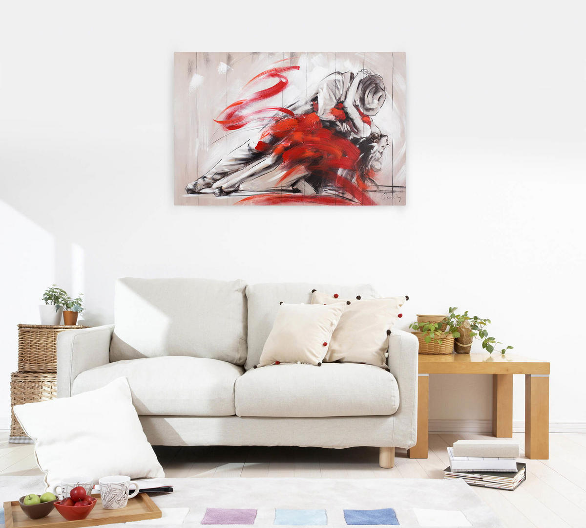 ACRYLBILD HANDGEMALT 90/60 cm - Rot, Holz/Textil (90/60cm) - KUNSTLOFT