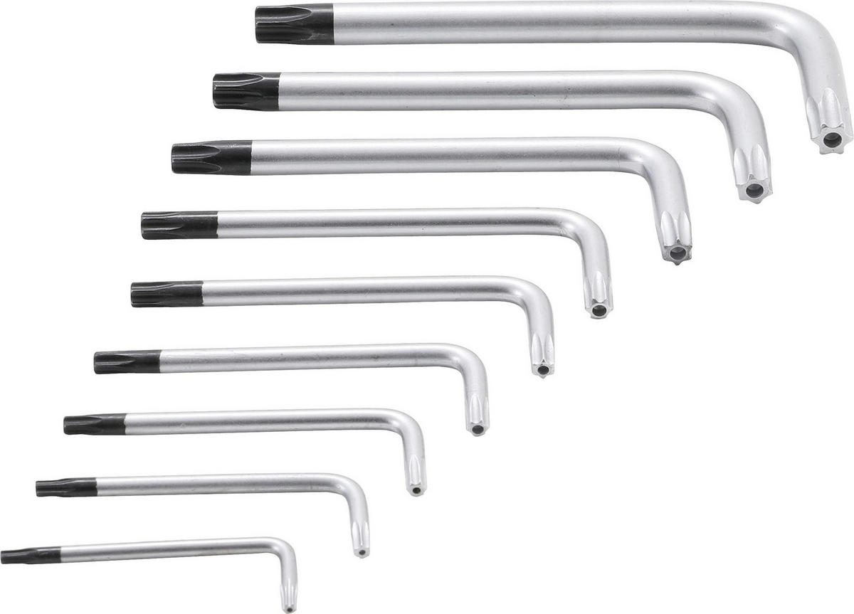 WINKELSCHLÜSSEL-SATZ | KURZ | T-PROFIL (FÜR TORX) MIT BOHRUNG T10 - - Multicolor, Kunststoff/Metall (1/1cm) - BGS technic