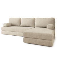 ROHOVÁ SEDAČKA LEA modulární Boneless pohovka s funkcí spaní, krémová QUELLE 02 - krémová, textil (270/160cm) - MASSENO