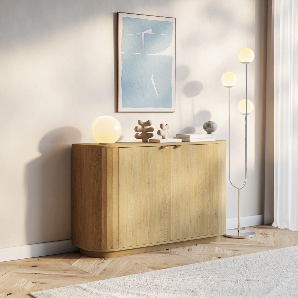 SIDEBOARD Coru dub cremona torro 140cm - zlatá/farba duba, kov/kompozitné drevo (140/90.9/39.1cm) - Selsey