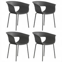 GARTENSTÜHLE-SET 4-TLG. aus Metall Kunststoff Dunkelgrau - Dunkelgrau, Kunststoff/Metall (51/74/61cm) - Outsunny